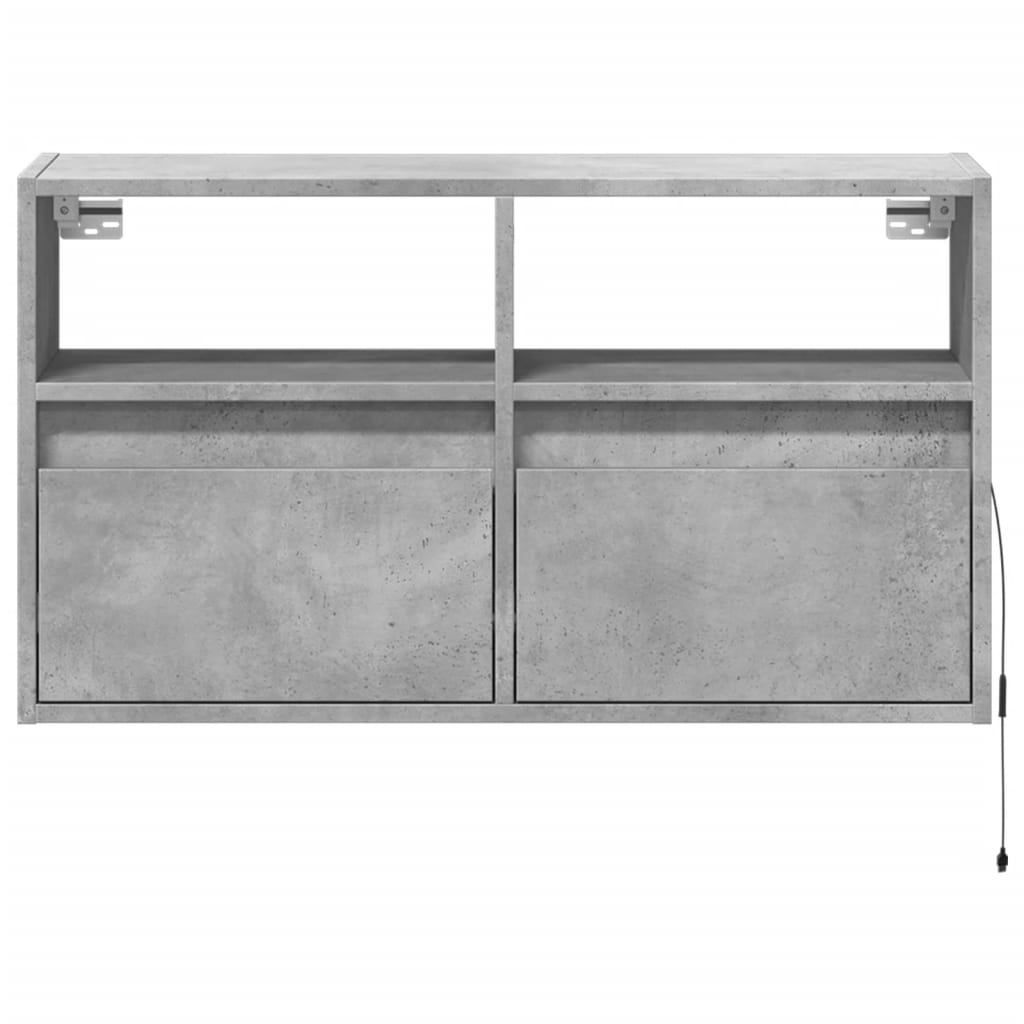 vidaXL Comodă TV de perete cu lumini LED, gri beton, 80x31x45 cm vidaXL Comodă TV de perete cu lumini LED, gri beton, 80x31x45 cm