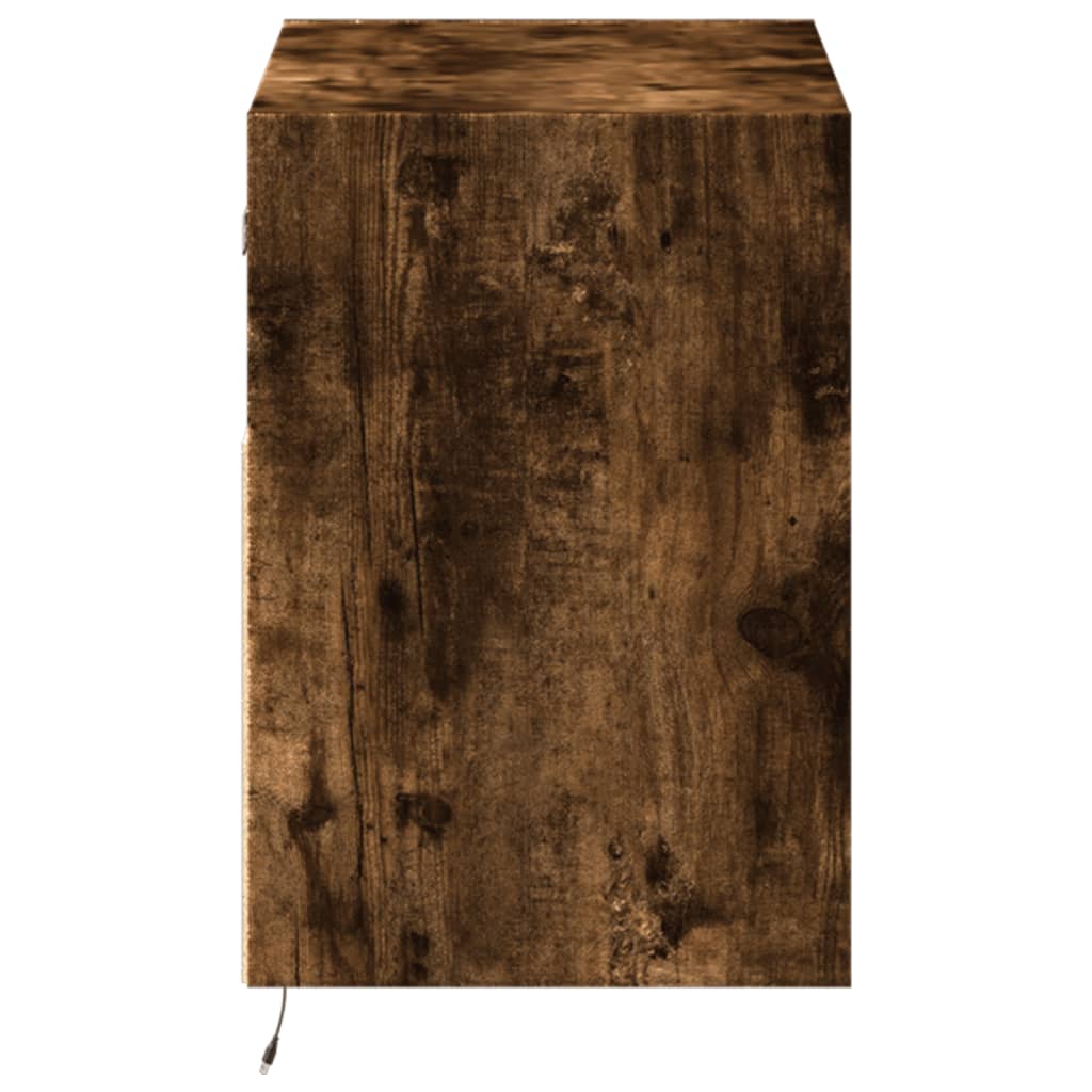 vidaXL Comodă TV de perete cu lumini LED, stejar fumuriu, 80x31x45 cm vidaXL Comodă TV de perete cu lumini LED, stejar fumuriu, 80x31x45 cm