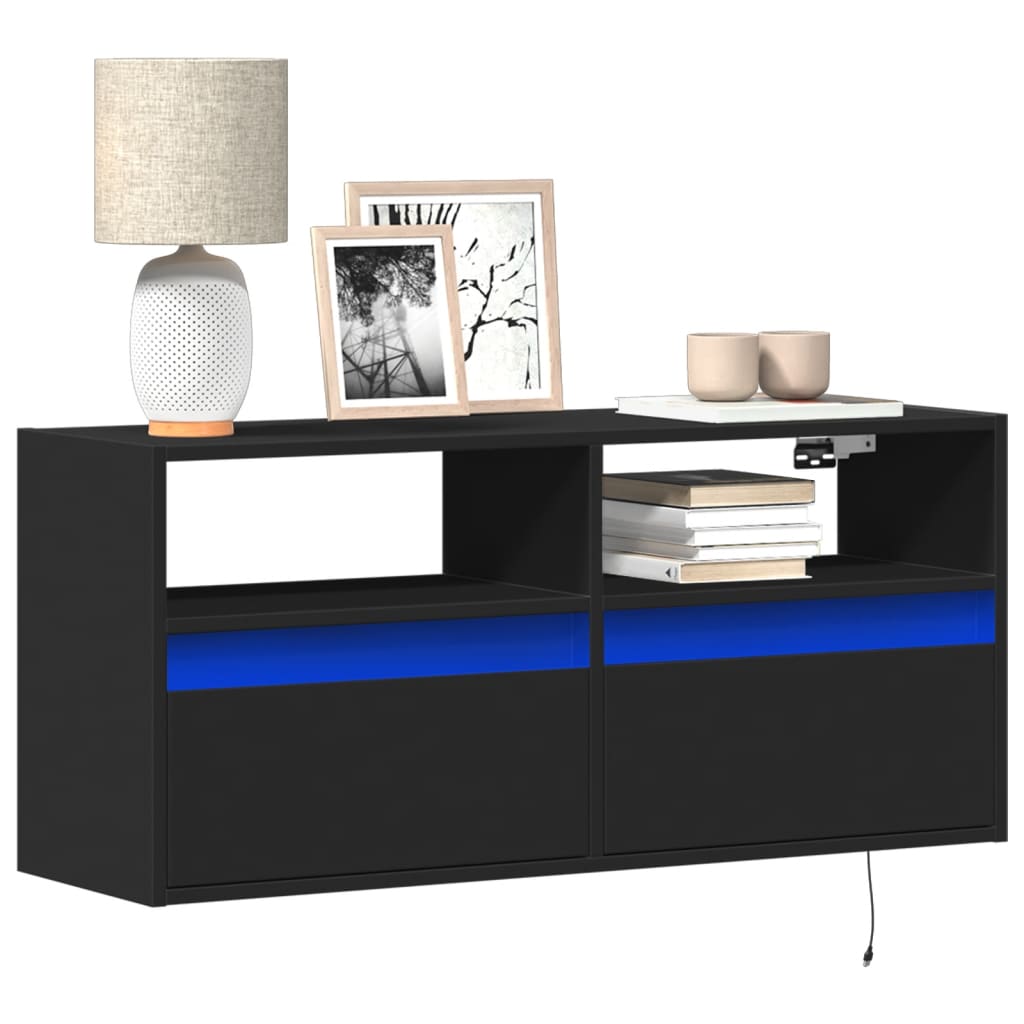 vidaXL Dulap TV de perete cu lumini LED negru 100x31x45 cm vidaXL Dulap TV de perete cu lumini LED negru 100x31x45 cm