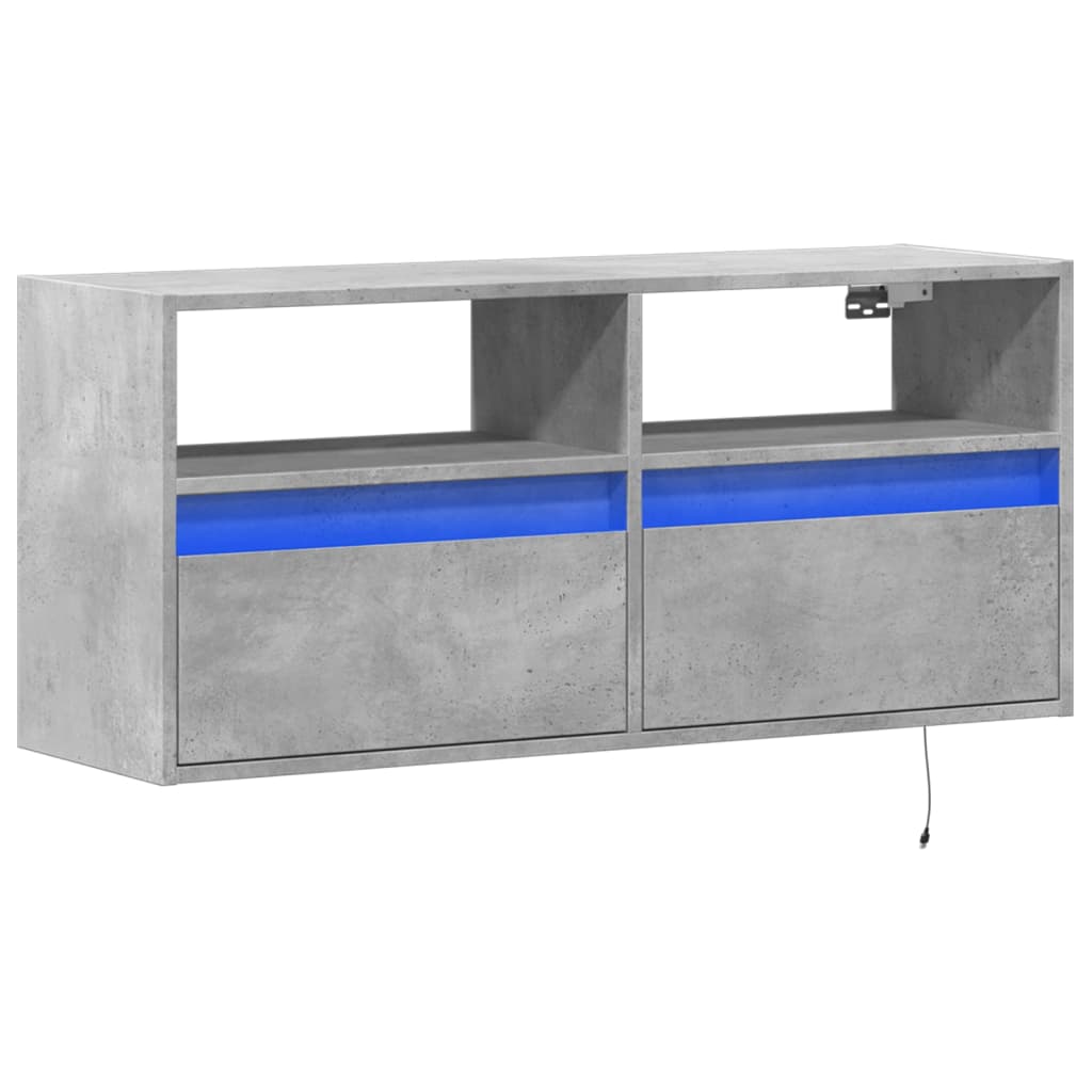 vidaXL Comodă TV de perete cu lumini LED, gri beton, 100x31x45 cm vidaXL Comodă TV de perete cu lumini LED, gri beton, 100x31x45 cm