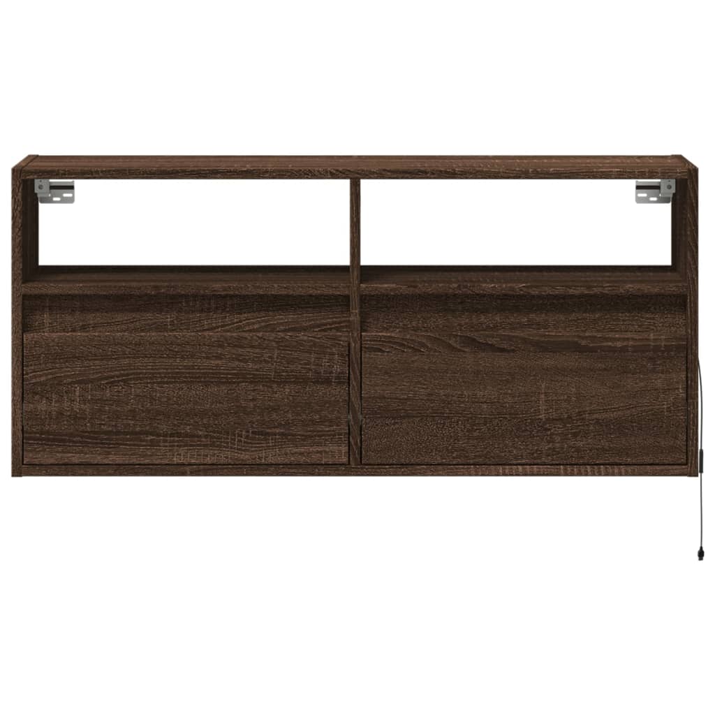 vidaXL Comodă TV de perete cu lumini LED, stejar maro, 100x31x45 cm vidaXL Comodă TV de perete cu lumini LED, stejar maro, 100x31x45 cm