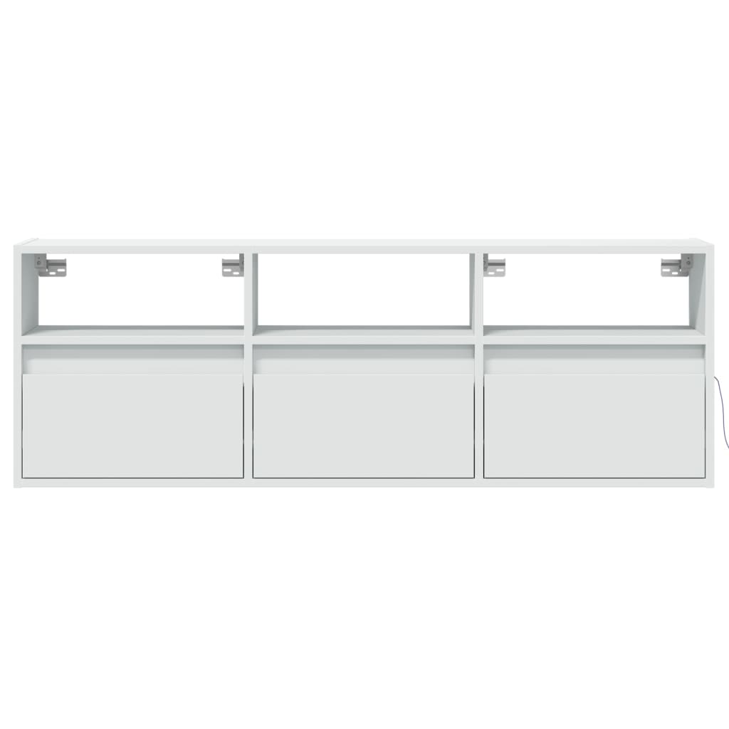 vidaXL Comodă TV de perete cu lumini LED, alb, 130x31x45 cm vidaXL Comodă TV de perete cu lumini LED, alb, 130x31x45 cm