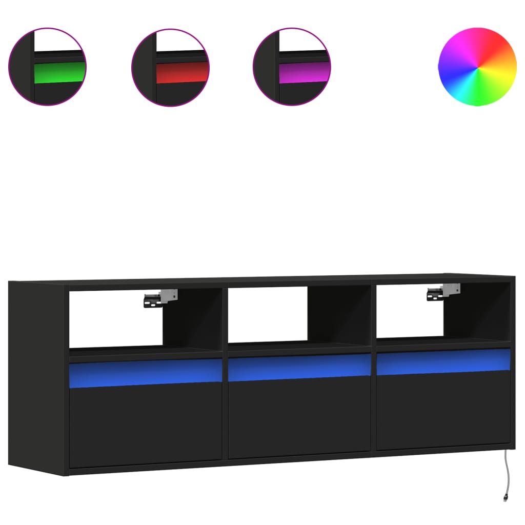 vidaXL Dulap TV de perete cu lumini LED negru 130x31x45 cm vidaXL Dulap TV de perete cu lumini LED negru 130x31x45 cm