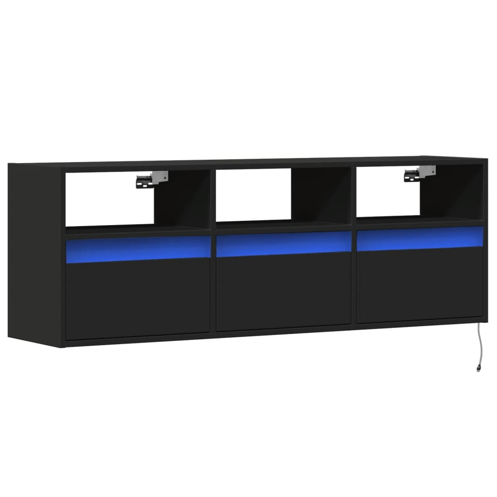 vidaXL Dulap TV de perete cu lumini LED negru 130x31x45 cm vidaXL Dulap TV de perete cu lumini LED negru 130x31x45 cm