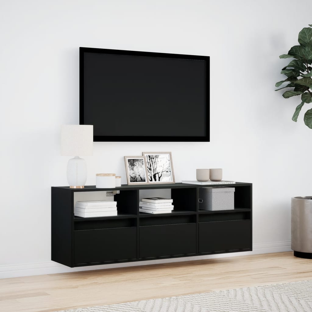 vidaXL Dulap TV de perete cu lumini LED negru 130x31x45 cm vidaXL Dulap TV de perete cu lumini LED negru 130x31x45 cm