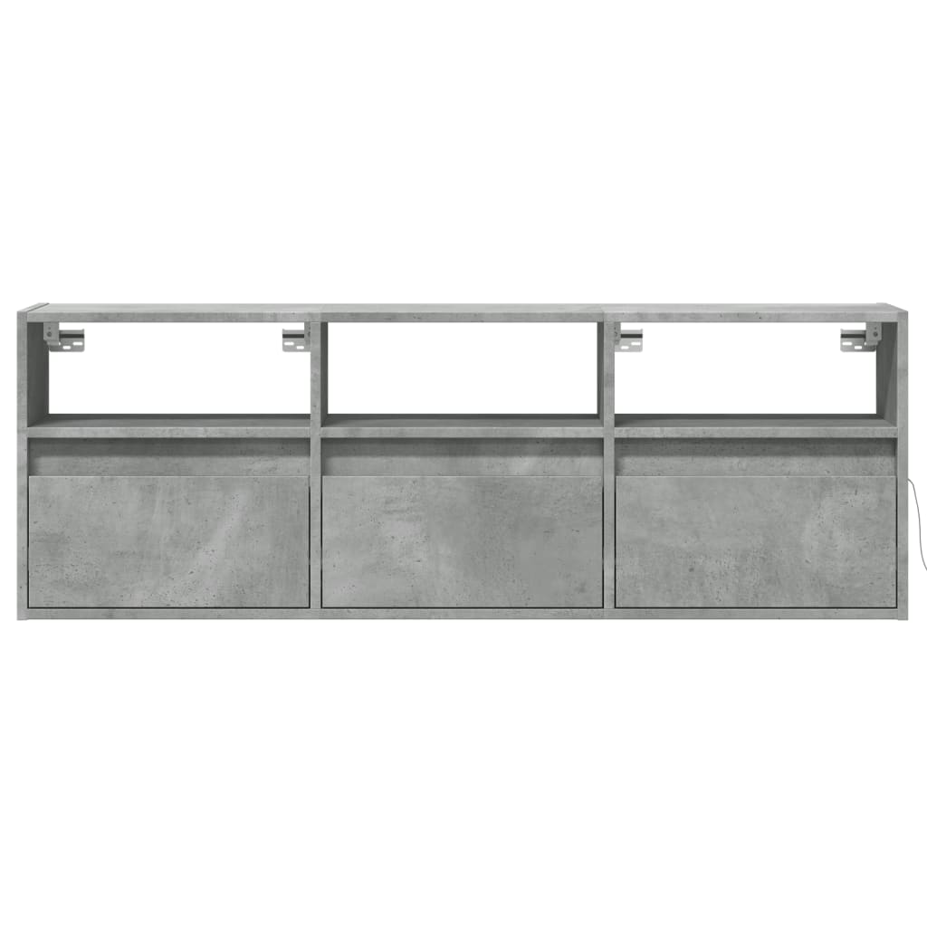 vidaXL Comodă TV de perete cu lumini LED, gri beton, 130x31x45 cm vidaXL Comodă TV de perete cu lumini LED, gri beton, 130x31x45 cm