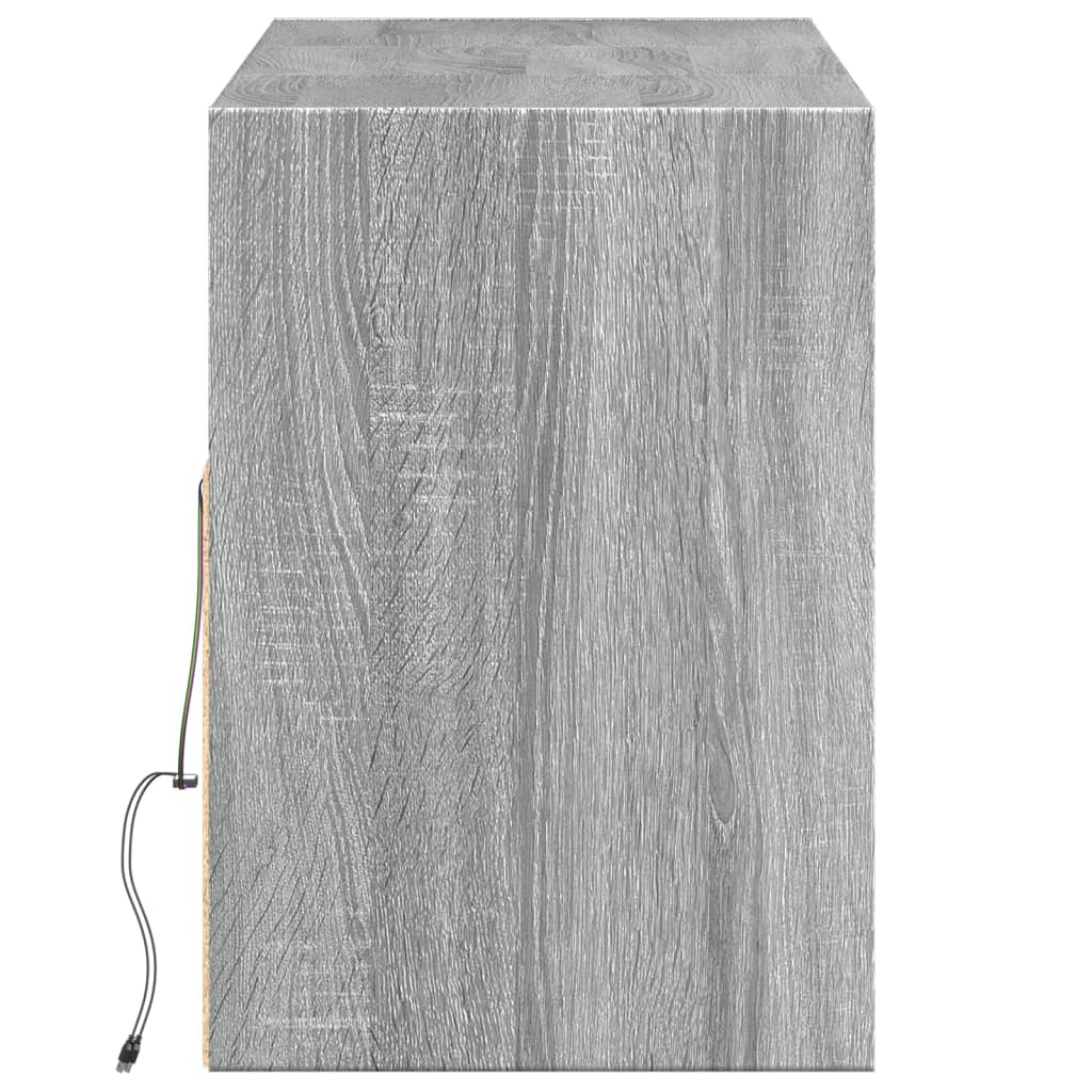 vidaXL Comodă TV de perete cu lumini LED, gri sonoma, 130x31x45 cm vidaXL Comodă TV de perete cu lumini LED, gri sonoma, 130x31x45 cm