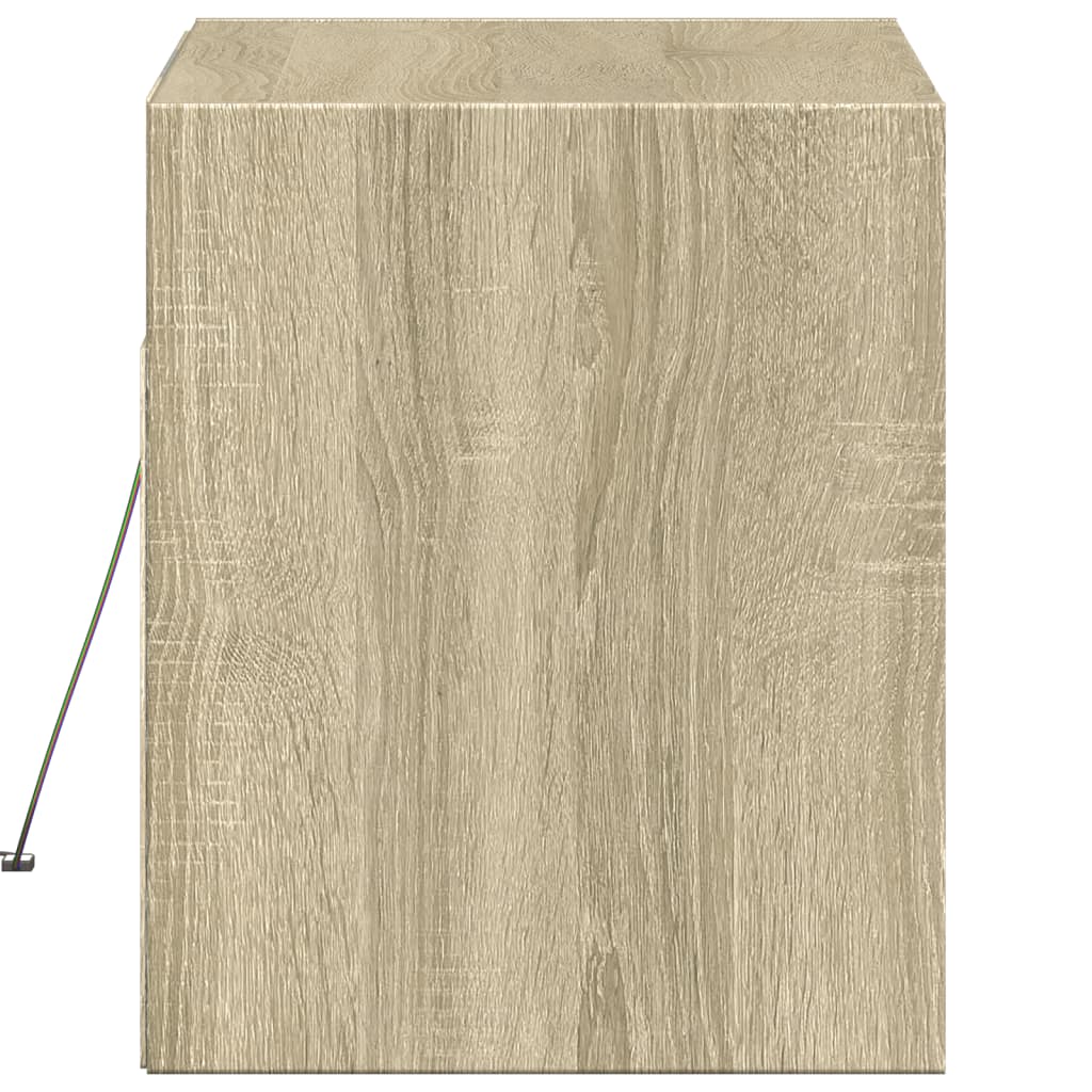 vidaXL Comodă TV de perete cu lumini LED, stejar sonoma, 80x31x38 cm vidaXL Comodă TV de perete cu lumini LED, stejar sonoma, 80x31x38 cm
