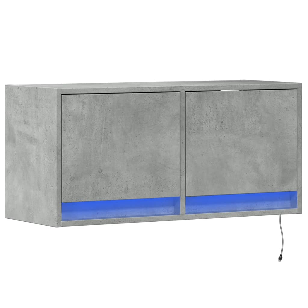 vidaXL Comodă TV de perete cu lumini LED, gri beton, 80x31x38 cm vidaXL Comodă TV de perete cu lumini LED, gri beton, 80x31x38 cm