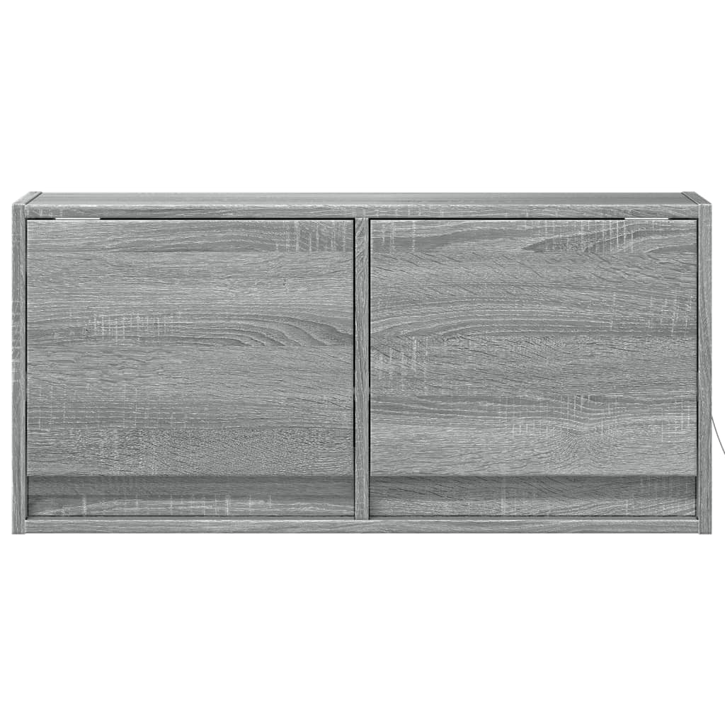 vidaXL Comodă TV de perete cu lumini LED, gri sonoma, 80x31x38 cm vidaXL Comodă TV de perete cu lumini LED, gri sonoma, 80x31x38 cm
