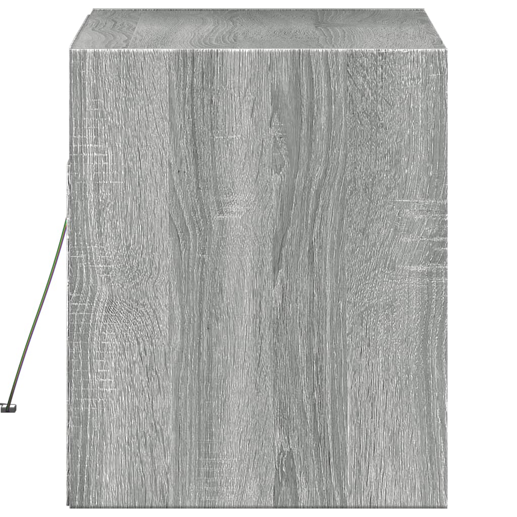 vidaXL Comodă TV de perete cu lumini LED, gri sonoma, 80x31x38 cm vidaXL Comodă TV de perete cu lumini LED, gri sonoma, 80x31x38 cm