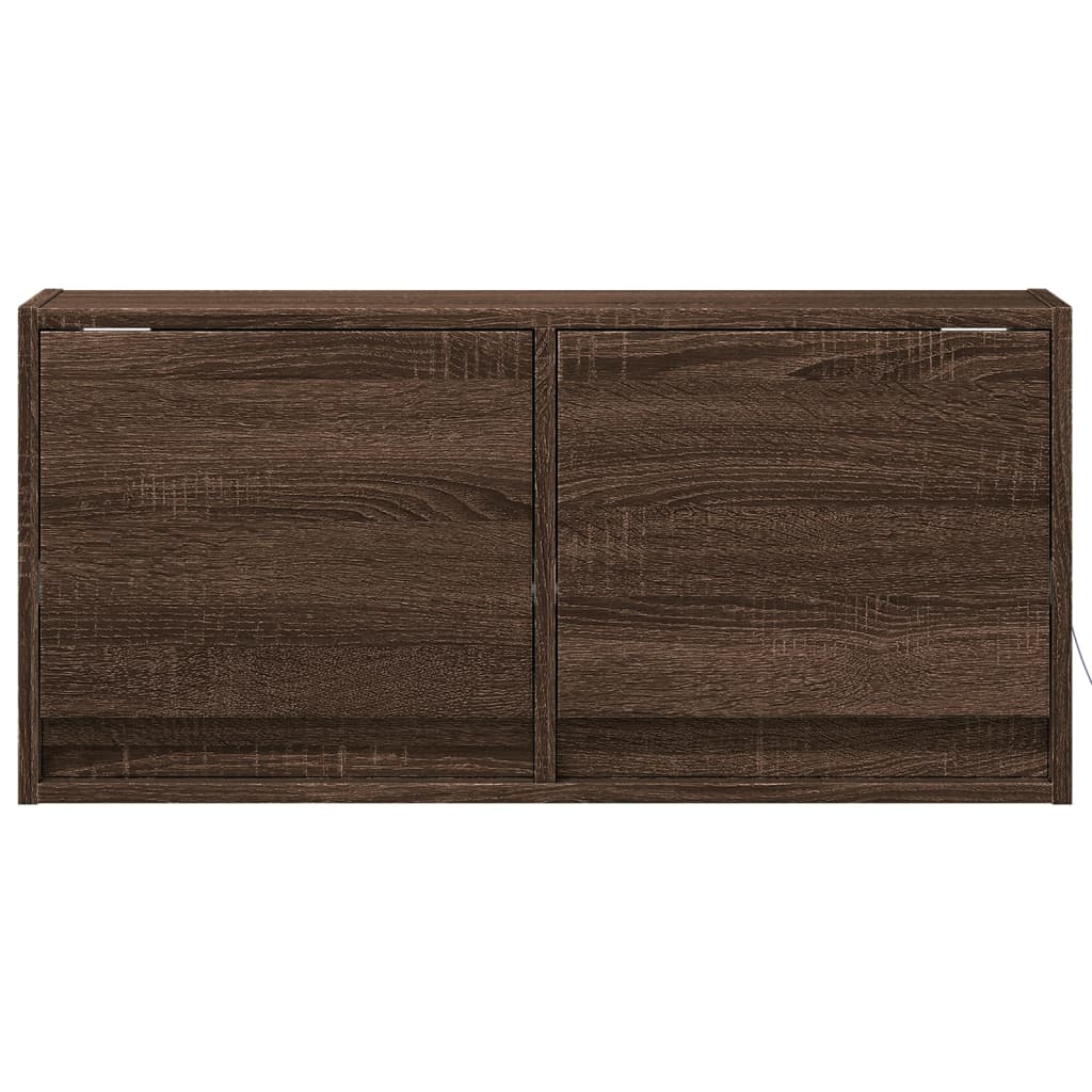 vidaXL Comodă TV de perete cu lumini LED, stejar maro, 80x31x38 cm vidaXL Comodă TV de perete cu lumini LED, stejar maro, 80x31x38 cm