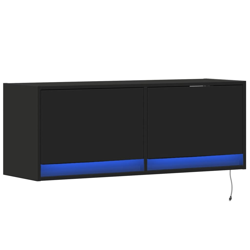 vidaXL Comodă TV de perete cu lumini LED, negru, 100x31x38 cm vidaXL Comodă TV de perete cu lumini LED, negru, 100x31x38 cm