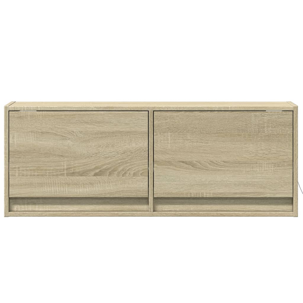 vidaXL Comodă TV de perete cu lumini LED, stejar sonoma, 100x31x38 cm vidaXL Comodă TV de perete cu lumini LED, stejar sonoma, 100x31x38 cm