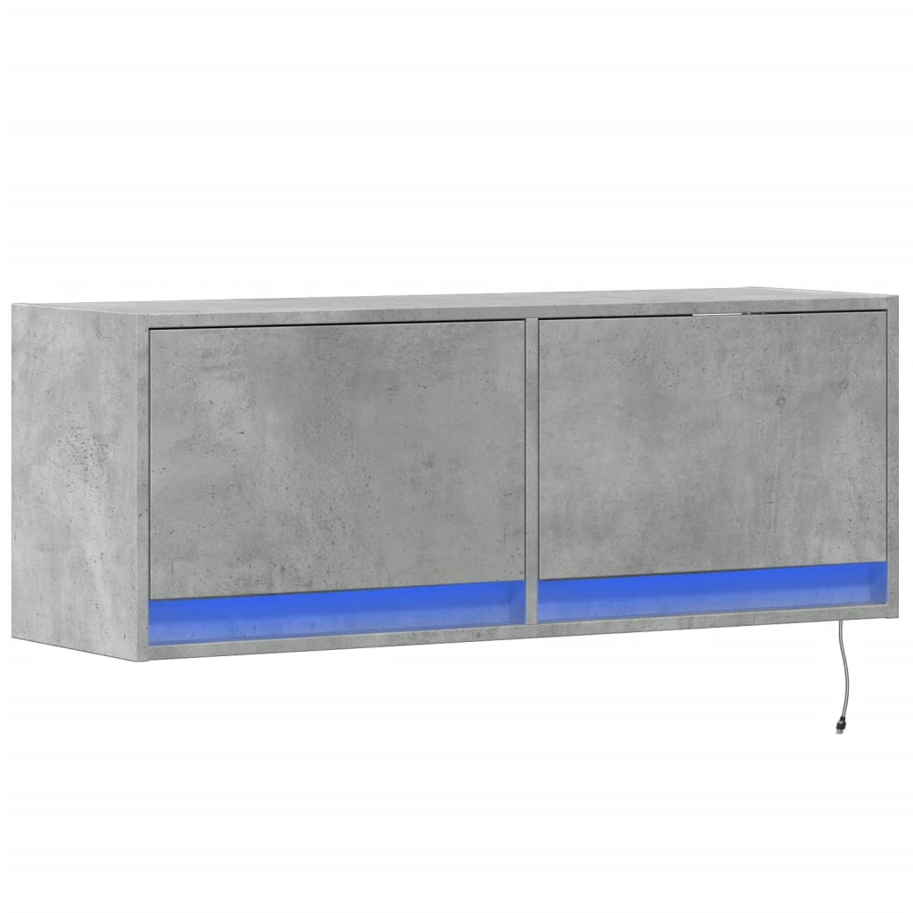 vidaXL Comodă TV de perete cu lumini LED, gri beton, 100x31x38 cm vidaXL Comodă TV de perete cu lumini LED, gri beton, 100x31x38 cm
