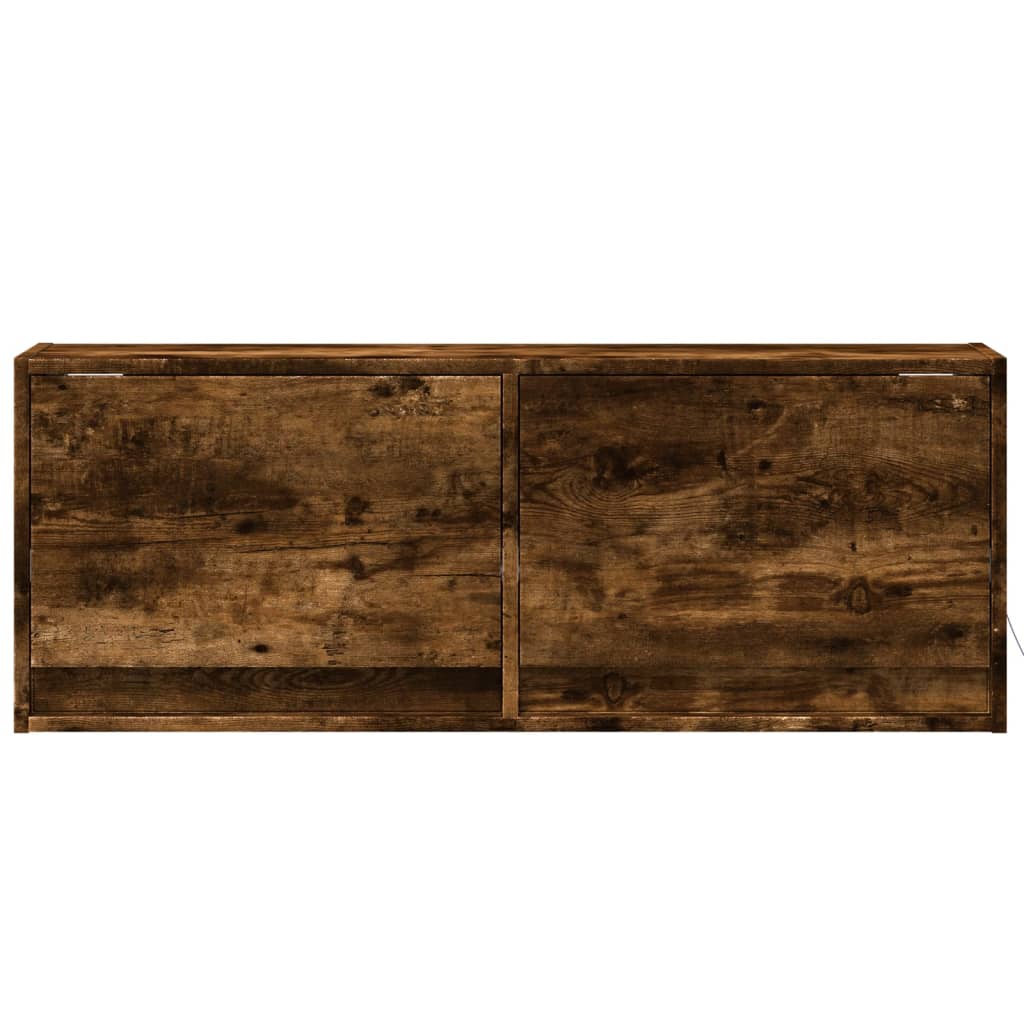 vidaXL Comodă TV de perete cu lumini LED, stejar fumuriu, 100x31x38 cm vidaXL Comodă TV de perete cu lumini LED, stejar fumuriu, 100x31x38 cm