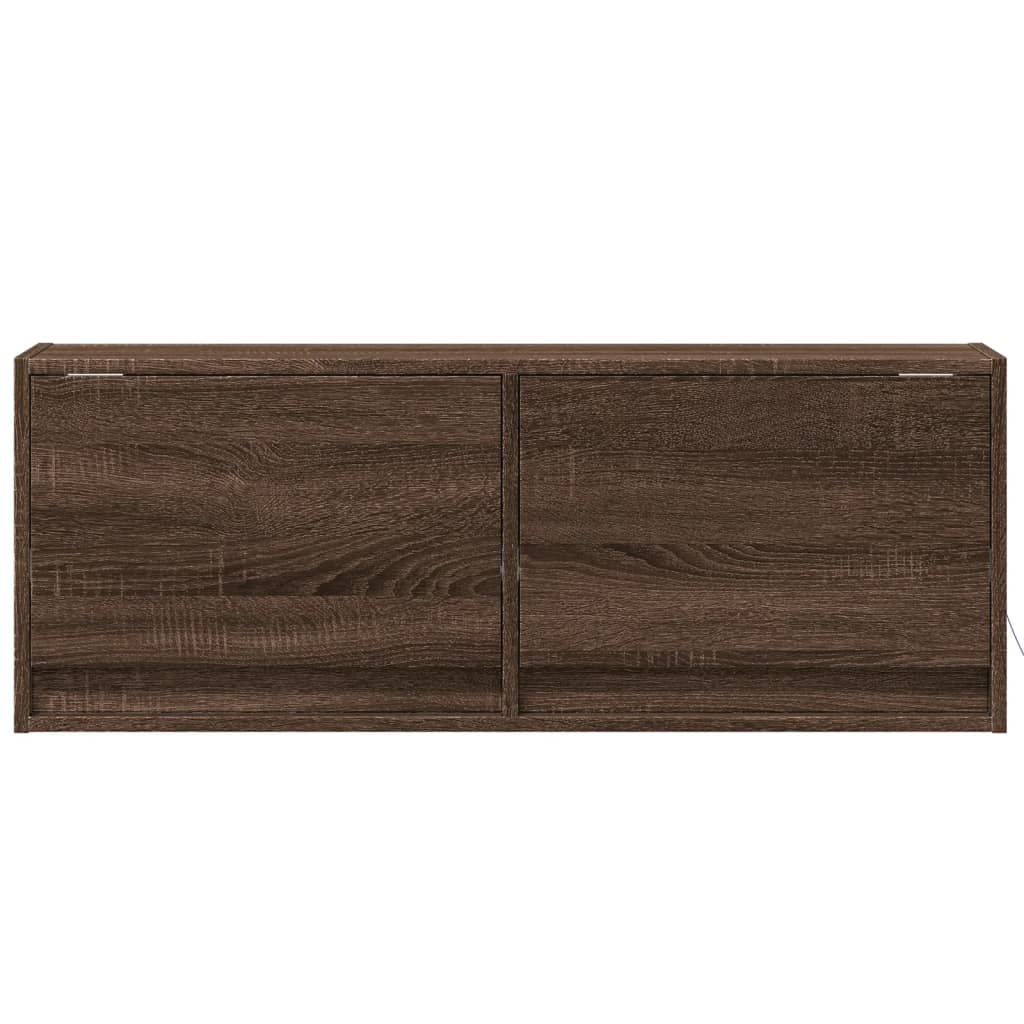 vidaXL Comodă TV de perete cu lumini LED, stejar maro, 100x31x38 cm vidaXL Comodă TV de perete cu lumini LED, stejar maro, 100x31x38 cm