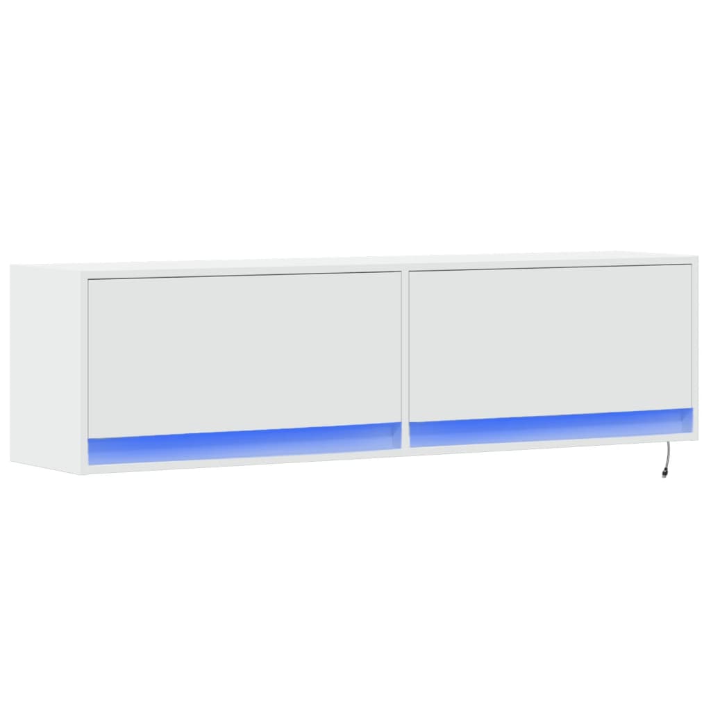 vidaXL Dulap TV de perete cu lumini LED, alb, 140x31x38 cm vidaXL Dulap TV de perete cu lumini LED, alb, 140x31x38 cm
