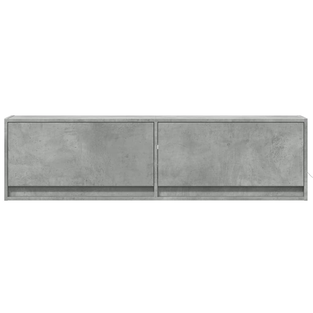 vidaXL Comodă TV de perete cu lumini LED, gri beton, 140x31x38 cm vidaXL Comodă TV de perete cu lumini LED, gri beton, 140x31x38 cm