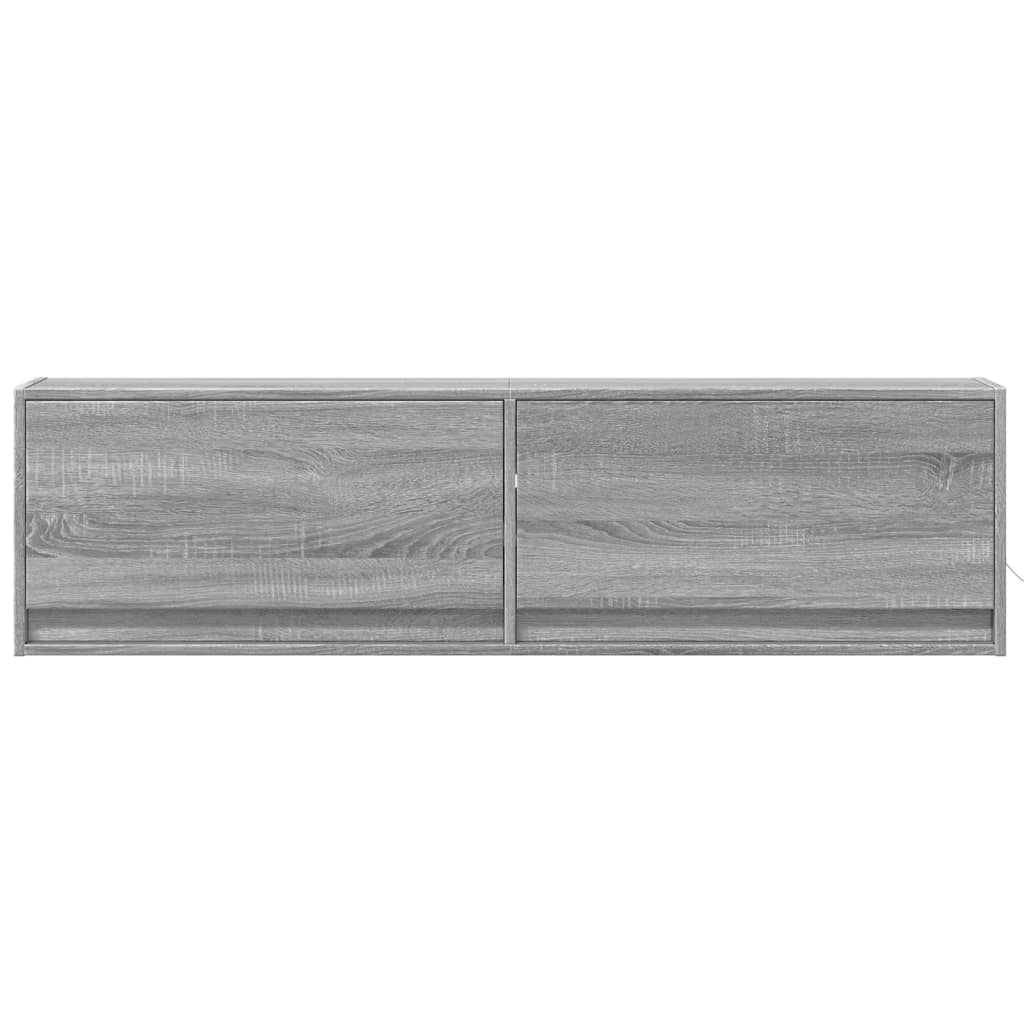 vidaXL Comodă TV de perete cu lumini LED, gri sonoma, 140x31x38 cm vidaXL Comodă TV de perete cu lumini LED, gri sonoma, 140x31x38 cm