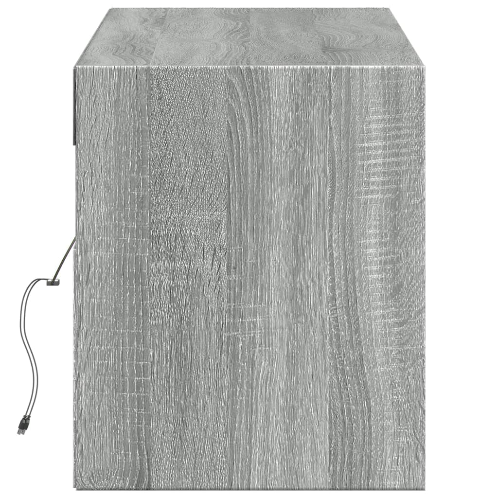 vidaXL Comodă TV de perete cu lumini LED, gri sonoma, 140x31x38 cm vidaXL Comodă TV de perete cu lumini LED, gri sonoma, 140x31x38 cm