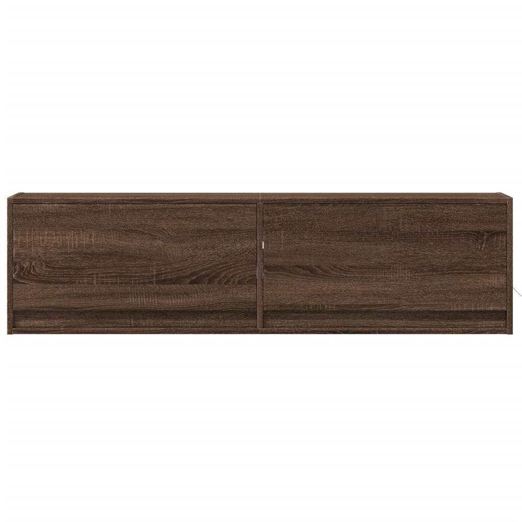vidaXL Comodă TV de perete cu lumini LED, stejar maro, 140x31x38 cm vidaXL Comodă TV de perete cu lumini LED, stejar maro, 140x31x38 cm