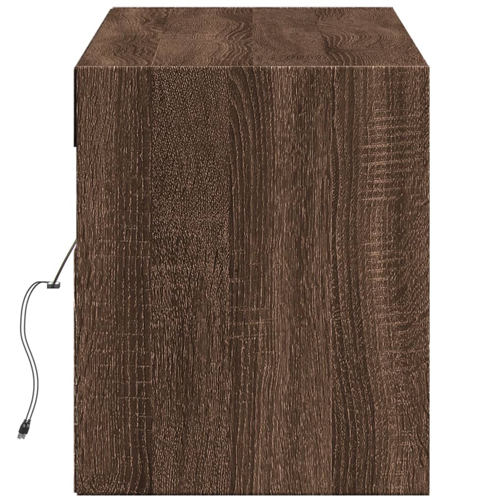 vidaXL Comodă TV de perete cu lumini LED, stejar maro, 140x31x38 cm vidaXL Comodă TV de perete cu lumini LED, stejar maro, 140x31x38 cm