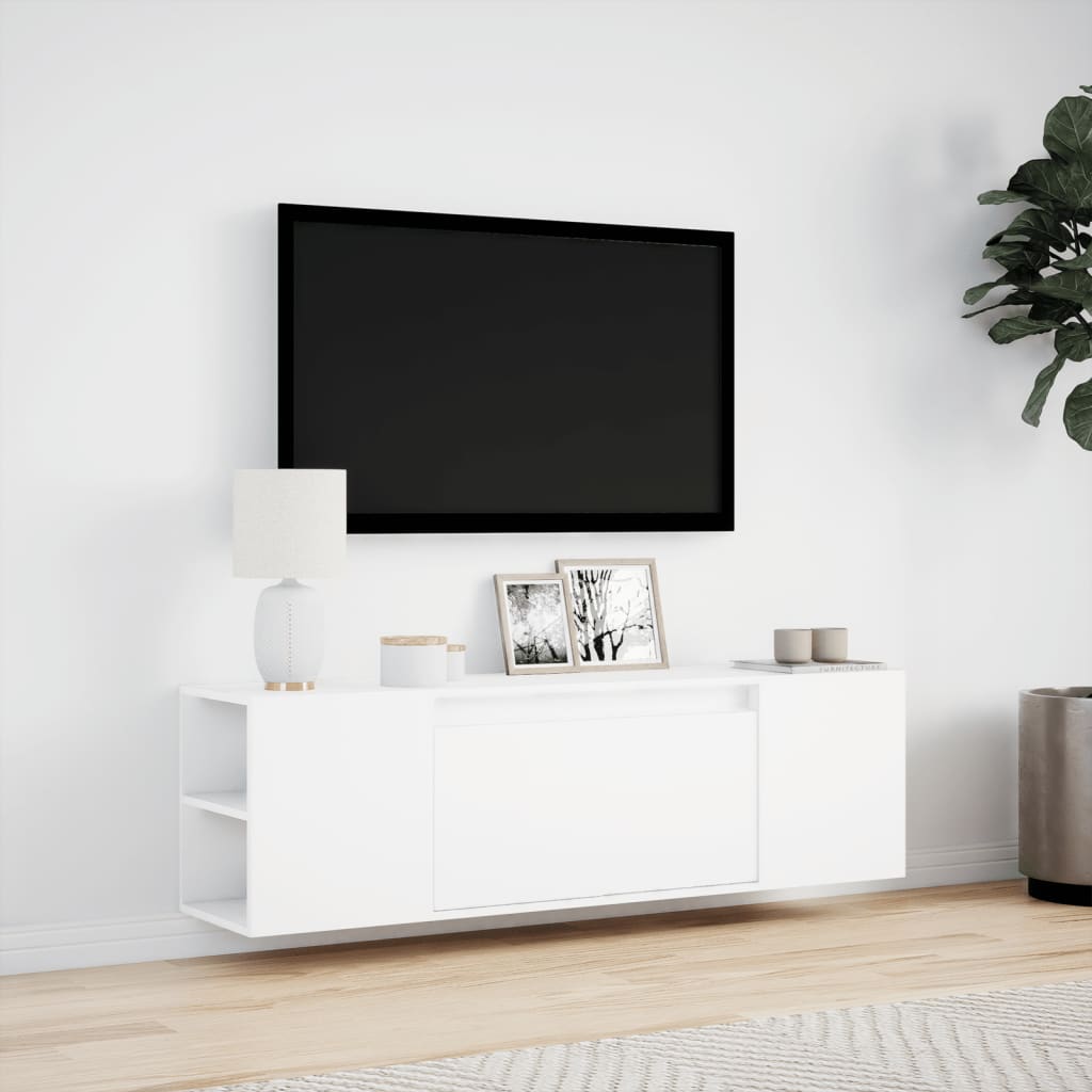 vidaXL Dulap TV de perete cu lumini LED, alb, 135x31x39,5 cm vidaXL Dulap TV de perete cu lumini LED, alb, 135x31x39,5 cm
