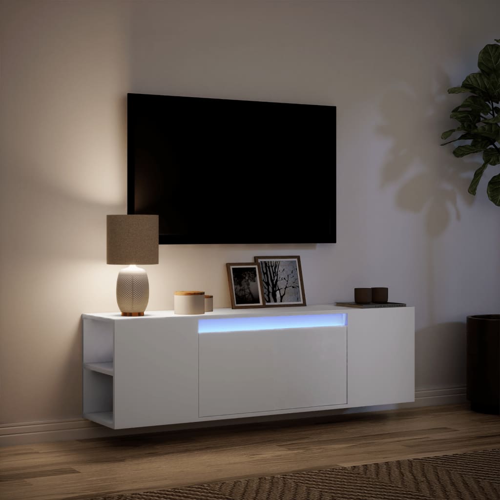 vidaXL Dulap TV de perete cu lumini LED, alb, 135x31x39,5 cm vidaXL Dulap TV de perete cu lumini LED, alb, 135x31x39,5 cm
