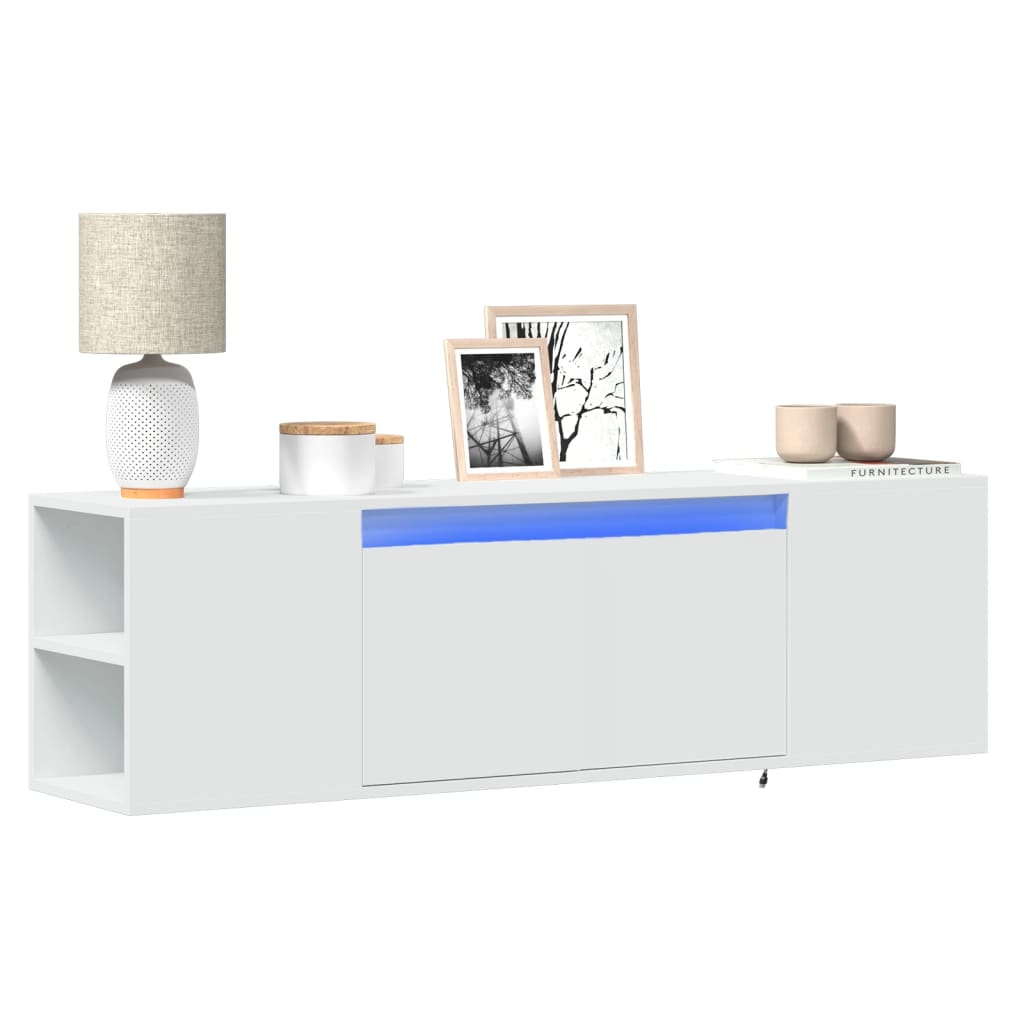 vidaXL Dulap TV de perete cu lumini LED, alb, 135x31x39,5 cm vidaXL Dulap TV de perete cu lumini LED, alb, 135x31x39,5 cm