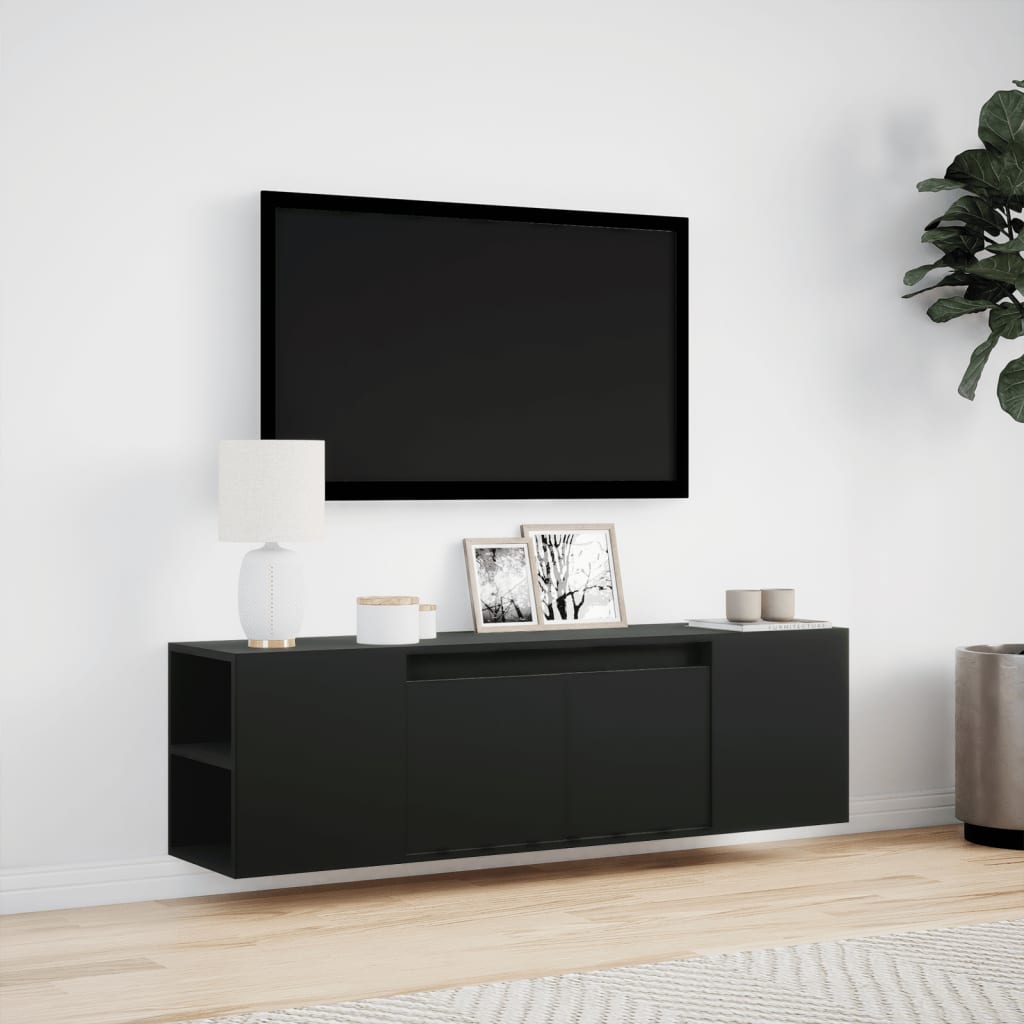 vidaXL Dulap TV de perete cu lumini LED, negru, 135x31x39,5 cm vidaXL Dulap TV de perete cu lumini LED, negru, 135x31x39,5 cm