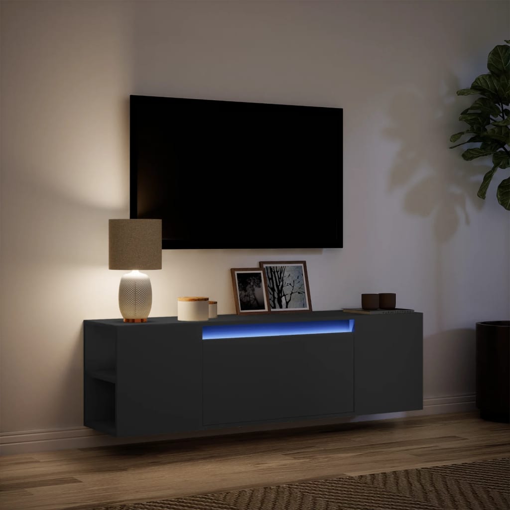 vidaXL Dulap TV de perete cu lumini LED, negru, 135x31x39,5 cm vidaXL Dulap TV de perete cu lumini LED, negru, 135x31x39,5 cm