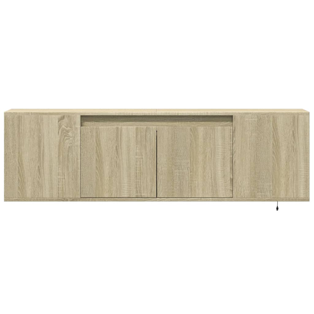 vidaXL Dulap TV de perete cu lumini LED, stejar sonoma, 135x31x39,5 cm vidaXL Dulap TV de perete cu lumini LED, stejar sonoma, 135x31x39,5 cm