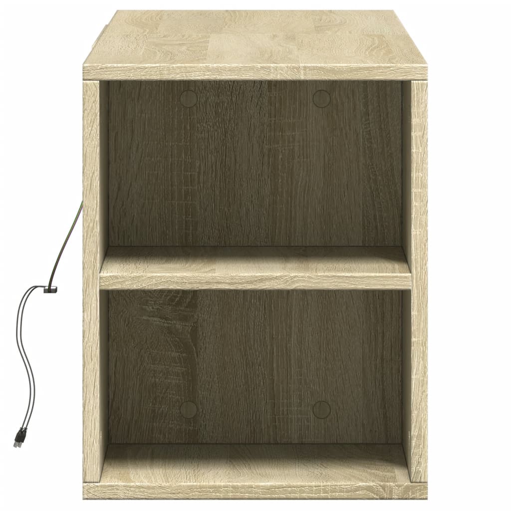 vidaXL Dulap TV de perete cu lumini LED, stejar sonoma, 135x31x39,5 cm vidaXL Dulap TV de perete cu lumini LED, stejar sonoma, 135x31x39,5 cm