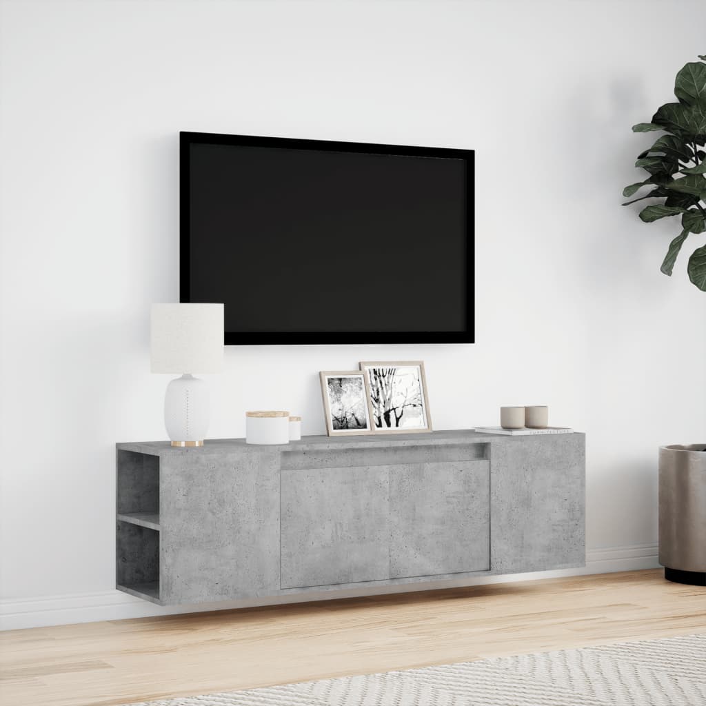 vidaXL Dulap TV de perete cu lumini LED, gri beton, 135x31x39,5 cm vidaXL Dulap TV de perete cu lumini LED, gri beton, 135x31x39,5 cm