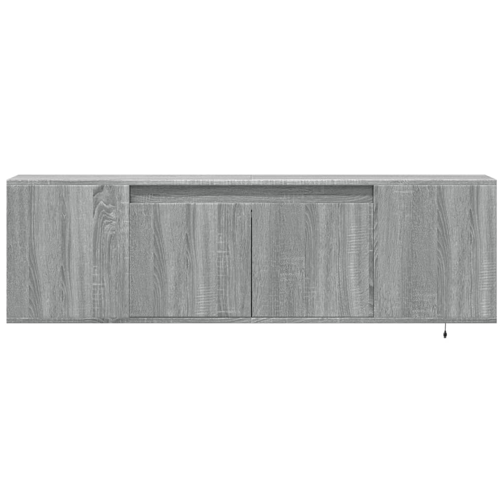 vidaXL Comodă TV de perete cu lumini LED, gri sonoma, 135x31x39,5 cm vidaXL Comodă TV de perete cu lumini LED, gri sonoma, 135x31x39,5 cm