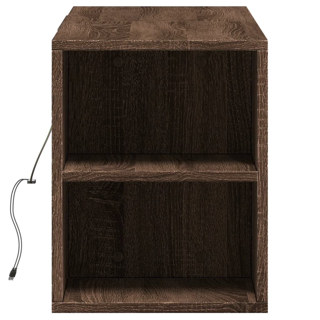 vidaXL Comodă TV de perete cu lumini LED, stejar maro, 135x31x39,5 cm vidaXL Comodă TV de perete cu lumini LED, stejar maro, 135x31x39,5 cm