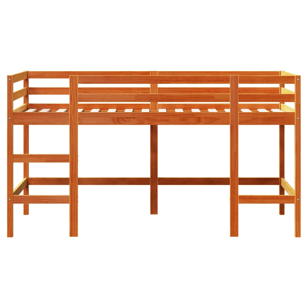 vidaXL Pat etajat copii cu scară maro ceruit 80x200 cm lemn masiv pin vidaXL Pat etajat copii cu scară maro ceruit 80x200 cm lemn masiv pin