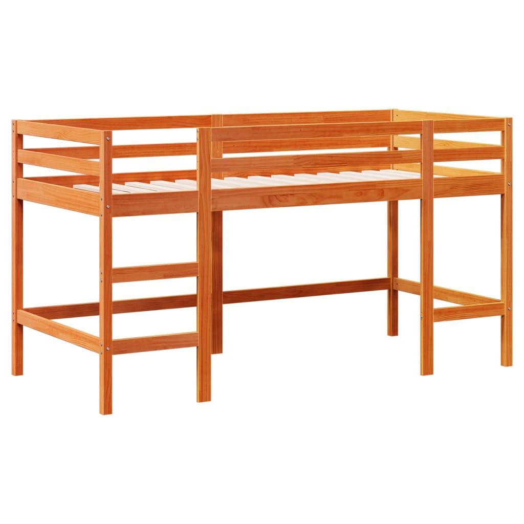 vidaXL Pat etajat copii cu scară maro ceruit 90x190 cm lemn masiv pin vidaXL Pat etajat copii cu scară maro ceruit 90x190 cm lemn masiv pin