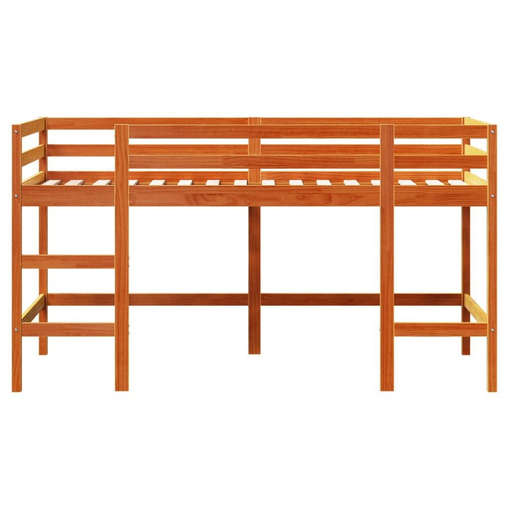 vidaXL Pat etajat copii cu scară maro ceruit 90x190 cm lemn masiv pin vidaXL Pat etajat copii cu scară maro ceruit 90x190 cm lemn masiv pin