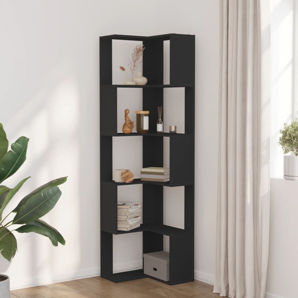 vidaXL Bibliotecă 5 niveluri negru 50x50x179cm lemn prelucrat vidaXL Bibliotecă 5 niveluri negru 50x50x179cm lemn prelucrat
