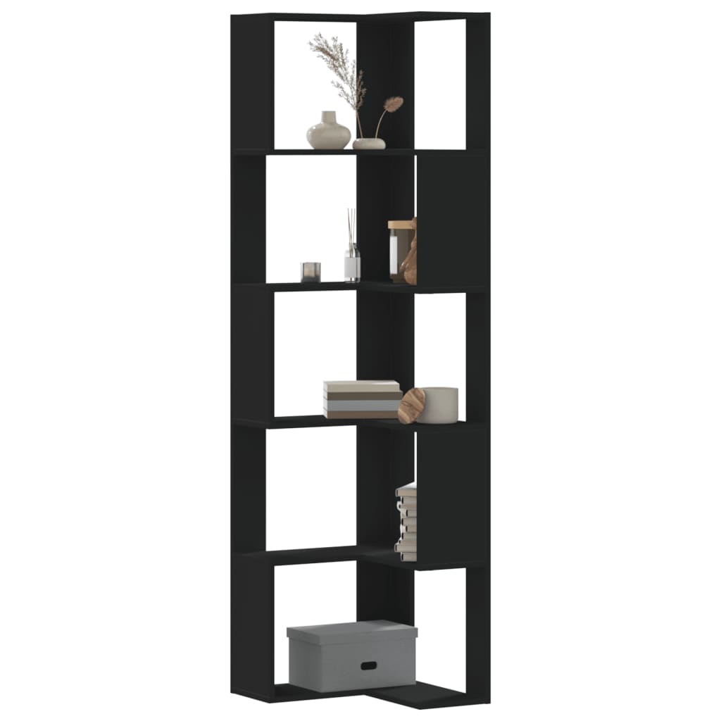 vidaXL Bibliotecă 5 niveluri negru 50x50x179cm lemn prelucrat vidaXL Bibliotecă 5 niveluri negru 50x50x179cm lemn prelucrat