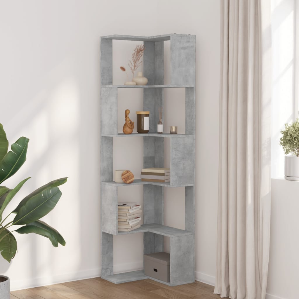 vidaXL Bibliotecă 5 niveluri gri beton 50x50x179cm lemn prelucrat vidaXL Bibliotecă 5 niveluri gri beton 50x50x179cm lemn prelucrat