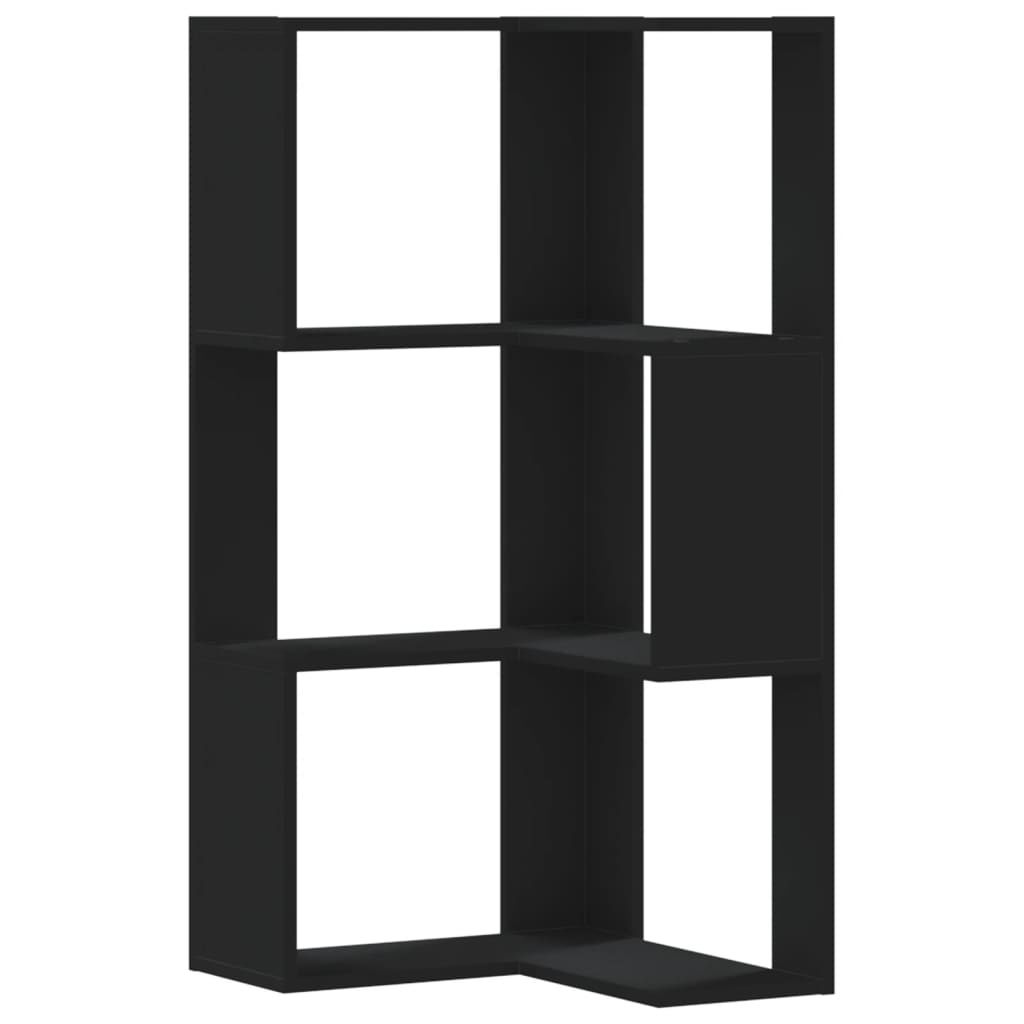 vidaXL Bibliotecă 3 niveluri negru 50x50x102 cm lemn prelucrat