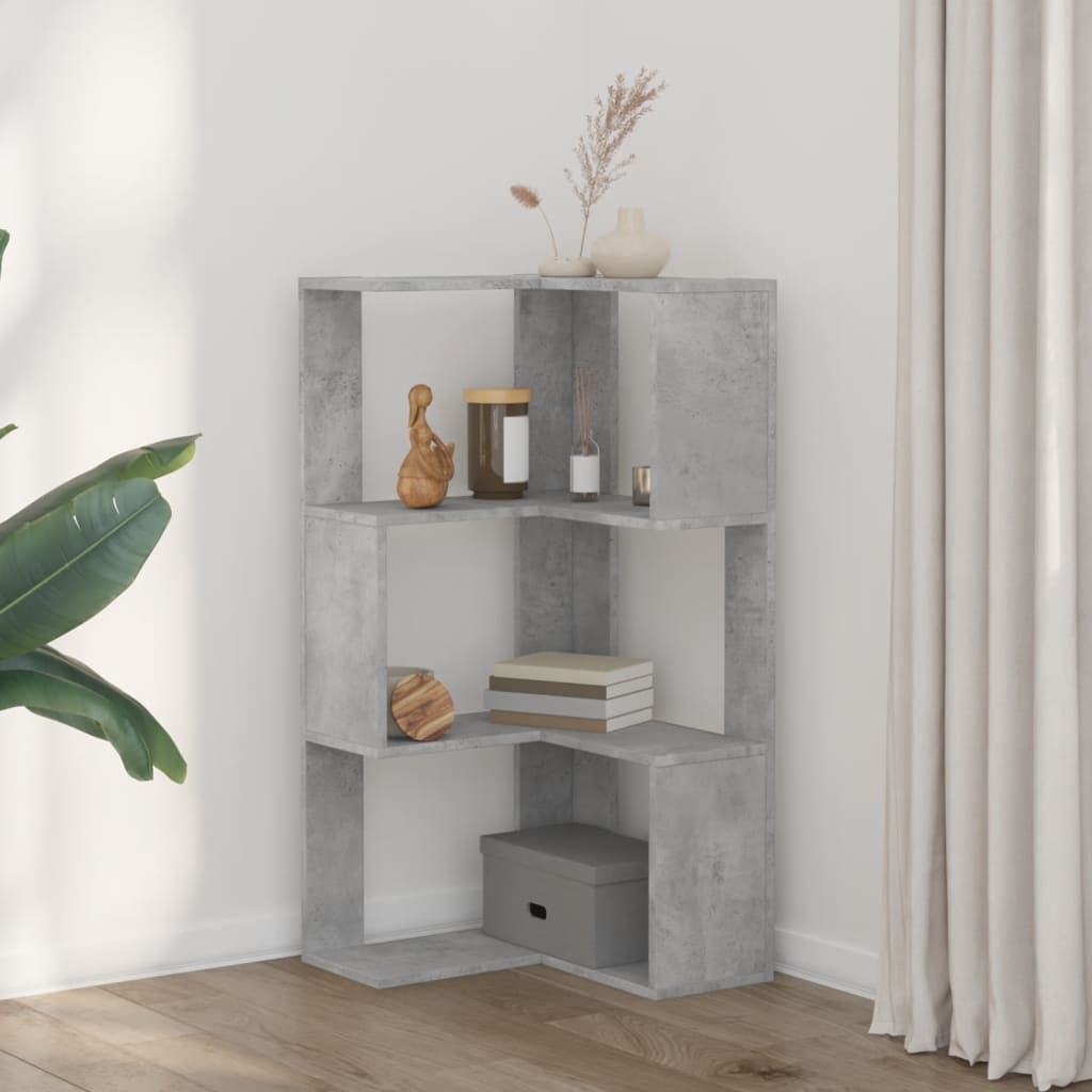 vidaXL Bibliotecă 3 niveluri gri beton 50x50x102 cm lemn prelucrat