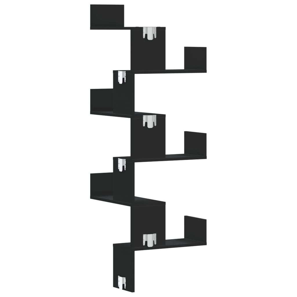 vidaXL Raft colțar perete negru 45x45x147 cm lemn prelucrat