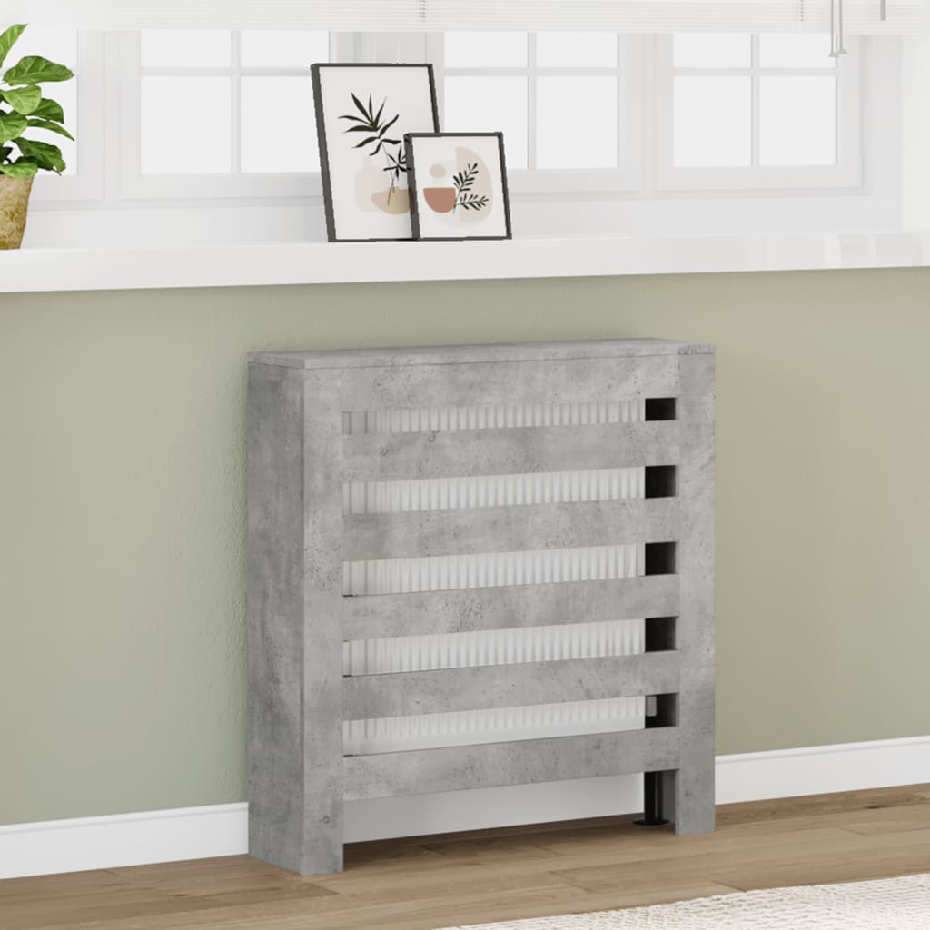vidaXL Mască pentru calorifer, gri beton, 78x20x82 cm, lemn prelucrat vidaXL Mască pentru calorifer, gri beton, 78x20x82 cm, lemn prelucrat