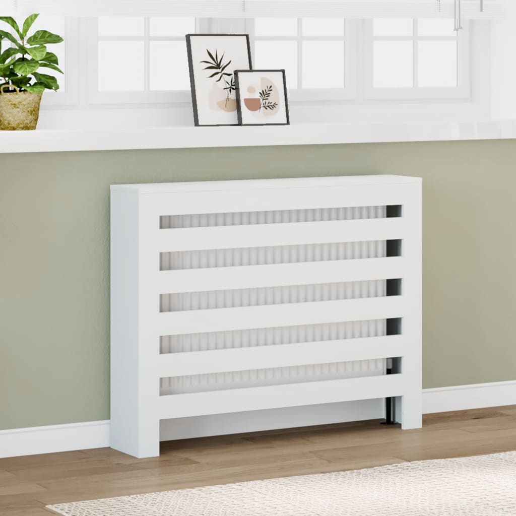 vidaXL Mască pentru calorifer, alb, 104x20x82 cm, lemn prelucrat vidaXL Mască pentru calorifer, alb, 104x20x82 cm, lemn prelucrat
