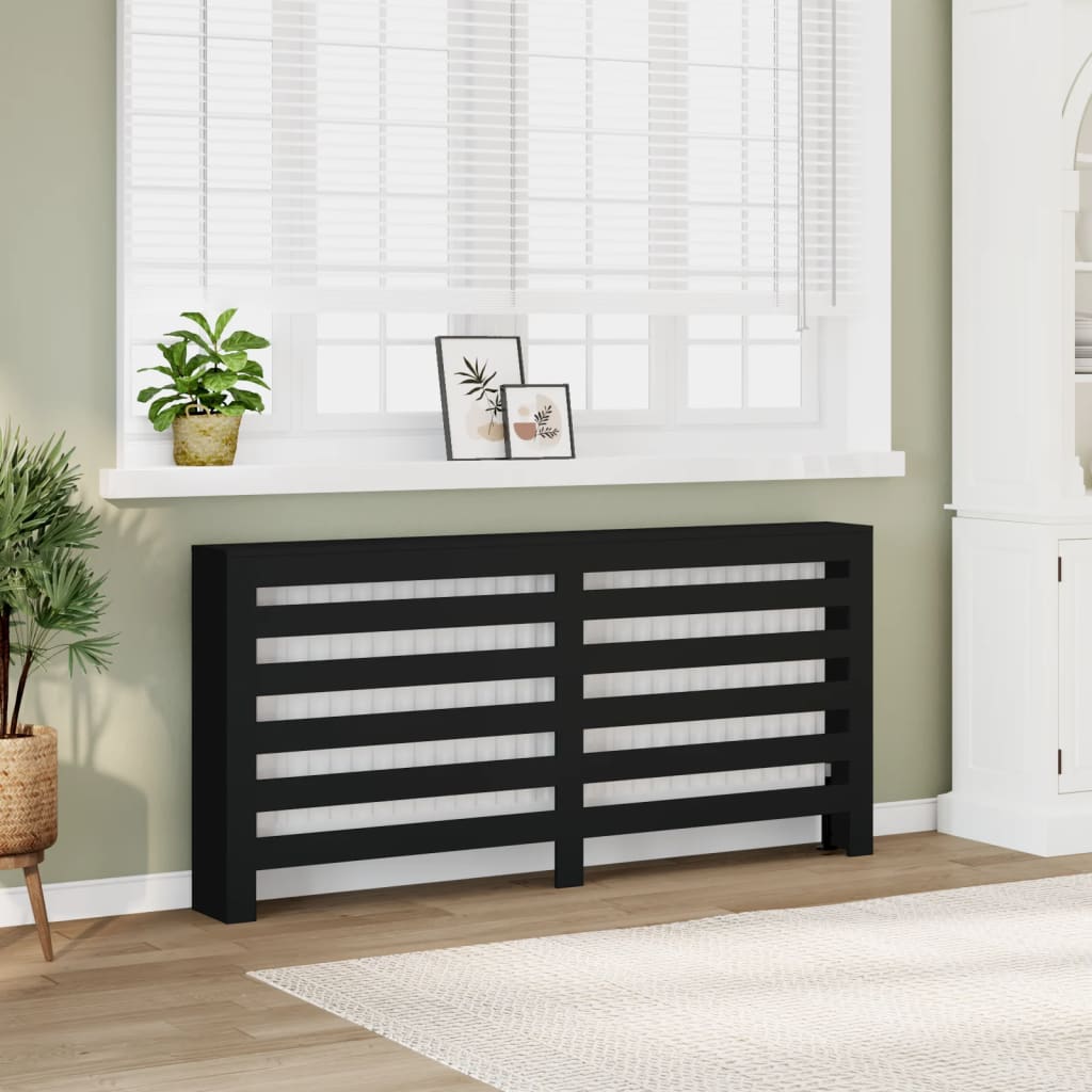 vidaXL Mască pentru calorifer, negru, 175x20x82 cm, lemn prelucrat vidaXL Mască pentru calorifer, negru, 175x20x82 cm, lemn prelucrat