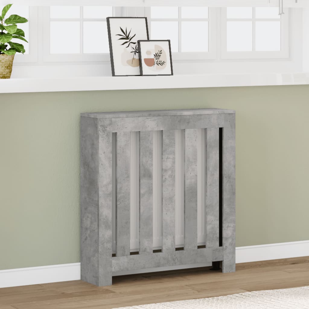 vidaXL Mască pentru calorifer, gri beton, 78x20x82 cm, lemn prelucrat vidaXL Mască pentru calorifer, gri beton, 78x20x82 cm, lemn prelucrat
